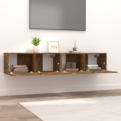 vidaXL TV Cabinets 2 pcs Smoked Oak 80x30x30 cm Engineered Wood