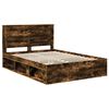 vidaXL Bed Frame Smoked Oak 140 x 200 cm Solid Pine Wood