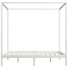 vidaXL Canopy Bed Frame without Mattress White Solid Wood 180x200 cm Super King