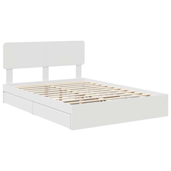 vidaXL Storage Bed with Headboard White 140 x 190 cm Engineered Wood