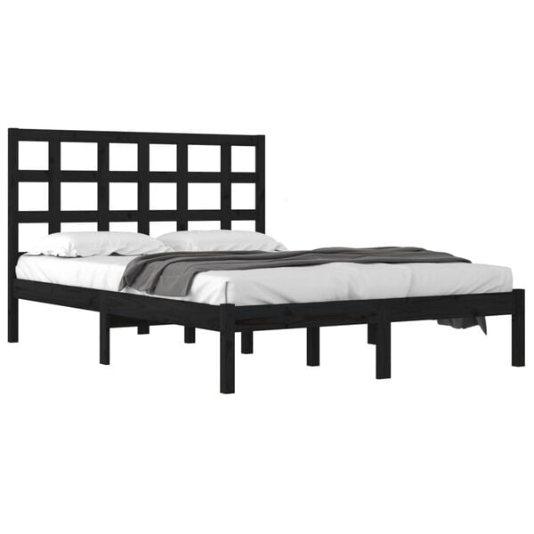 vidaXL Bed Frame without Mattress Black 200x200 cm Solid Wood