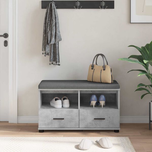 vidaXL Hall Bench with Cushion Concrete Grey 80 x 38 x 46 cm