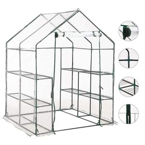vidaXL Greenhouse with 8 Shelves 143x143x195 cm