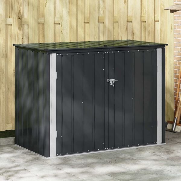 vidaXL Garden Storage Box Black 151.5 x 82 x 110.5 cm Steel