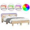 vidaXL Bed Frame with LED Sonoma 137 x 190 cm Engineered Wood