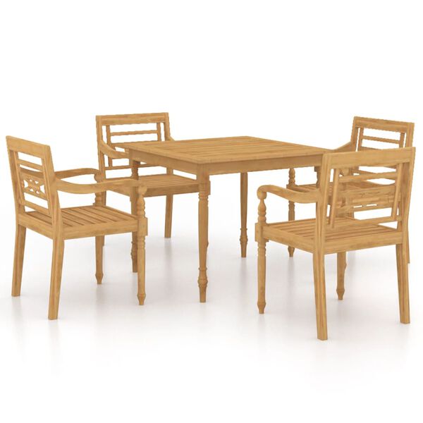 vidaXL 5 Piece Garden Dining Set Solid Teak Wood
