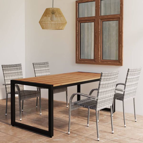 vidaXL 5 Piece Garden Dining Set Grey