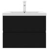 vidaXL Sink Cabinet with Built-in Basin Black Engineered Wood