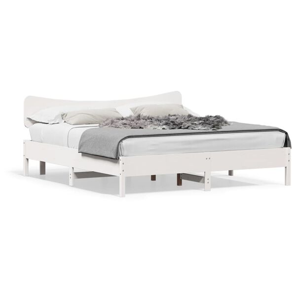 vidaXL Bed Frame without Mattress White 180x200 cm Super King Solid Wood Pine