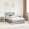 vidaXL Bed Frame Grey Sonoma 120 x 190 cm Solid Pine Wood