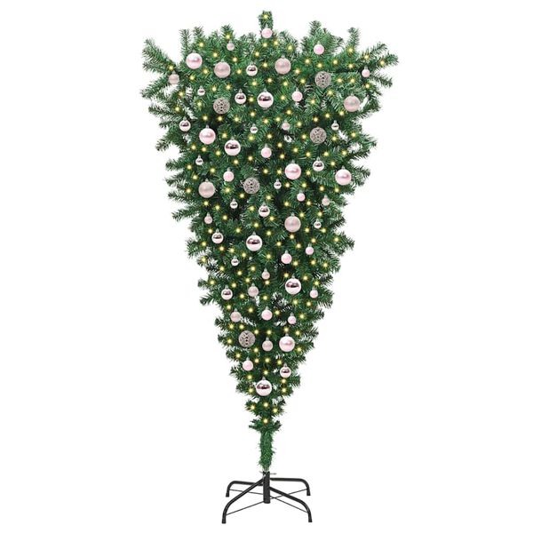 vidaXL Upside-down Artificial Pre-lit Christmas Tree with Ball Set PVC