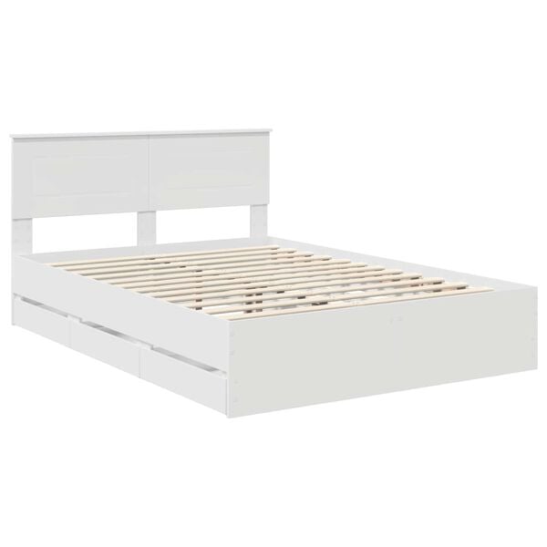 vidaXL Bed Frame with Drawer White 160 x 200 cm Engineer Wood