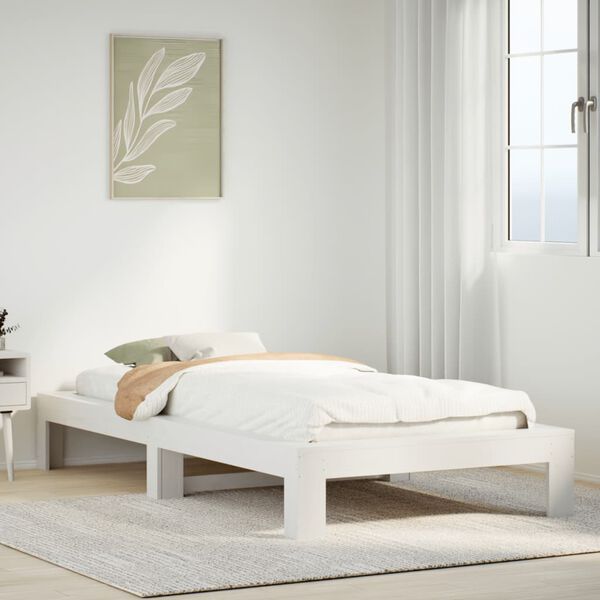 vidaXL Bed Frame without Mattress White 90x190 cm Single Solid Wood Pine