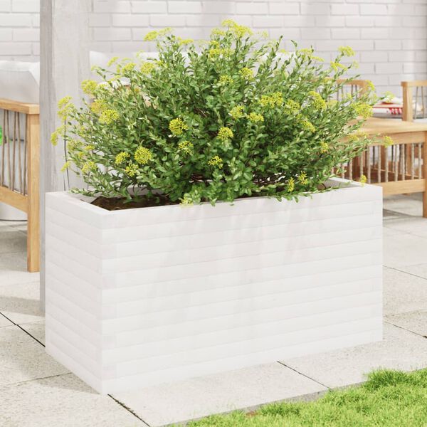 vidaXL Garden Planter White 90x40x45.5 cm Solid Wood Pine