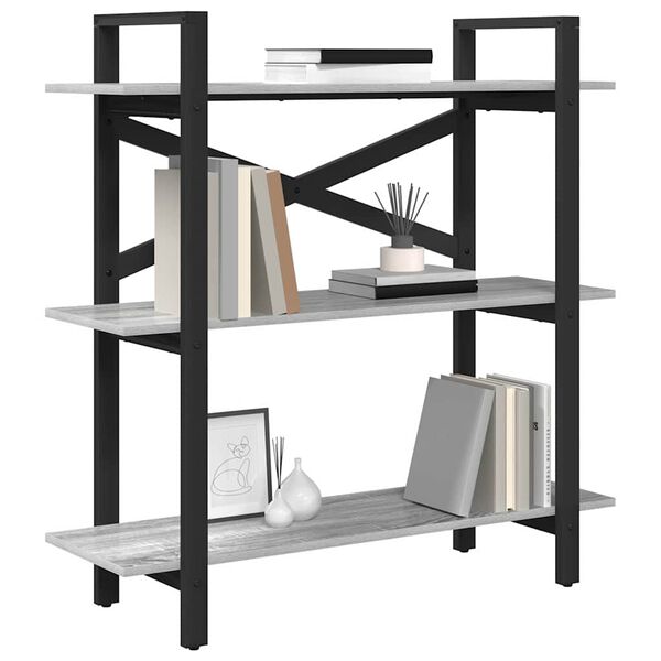 vidaXL Bookshelf Grey Sonoma 100 x 33.5 x 102 cm Engineered Wood