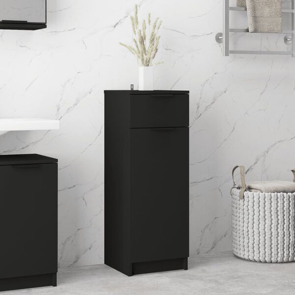 vidaXL Bathroom Cabinet Black 32x34x90 cm Engineered Wood