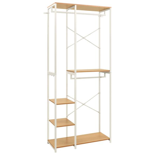 vidaXL Wardrobe White and Oak 90x40x213 cm Metal and Engineered Wood