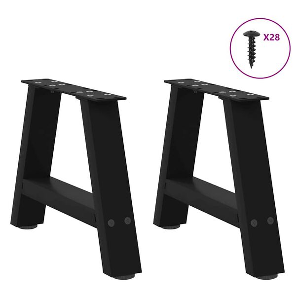 vidaXL Coffee Table Legs A-Shaped 2 pcs Black&nbsp;50x(30-31) cm Steel
