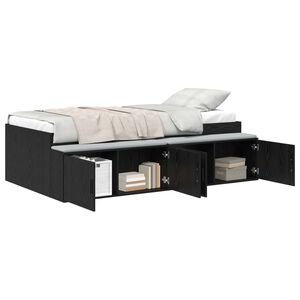 vidaXL Bed Frame with Drawer Black Oak 90 x 200 cm Engineered Wood