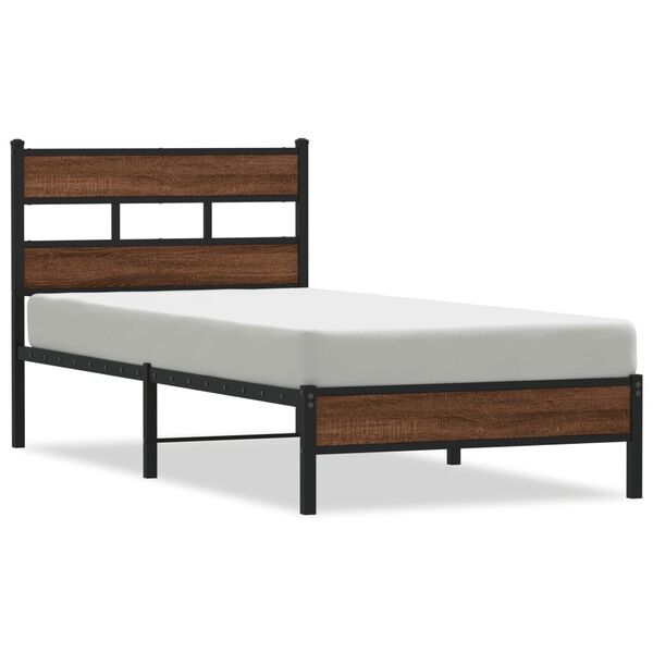 vidaXL Bed Frame without Mattress Brown Oak 107x203 cm Engineered Wood