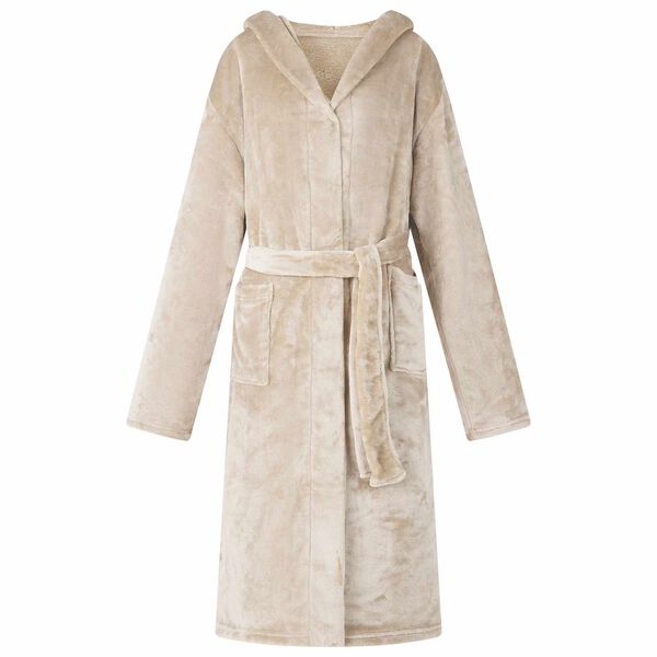 vidaXL Bathrobe Hoodie Beige XXXL Flannel