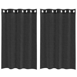 vidaXL Voile Curtains with Grommets 2 pcs Black 140x175 cm