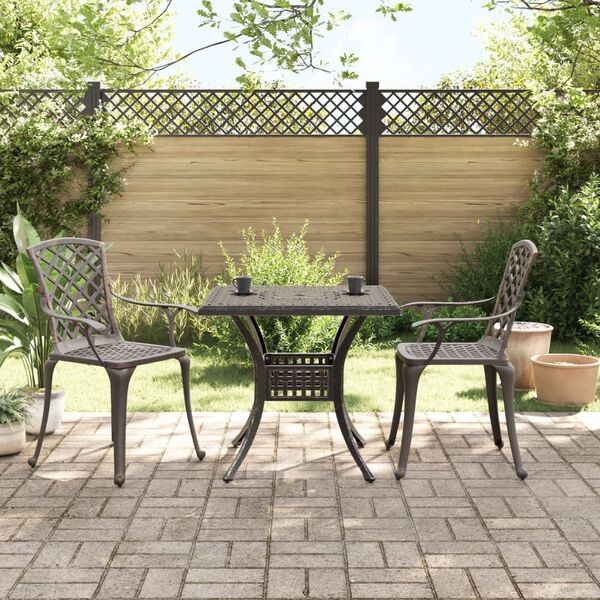 vidaXL 3 Piece Bistro Set Bronze Cast Aluminium