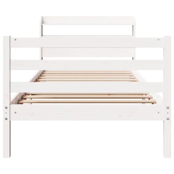 vidaXL Bed Frame with Headboard without Mattress White 90x190 cm Single