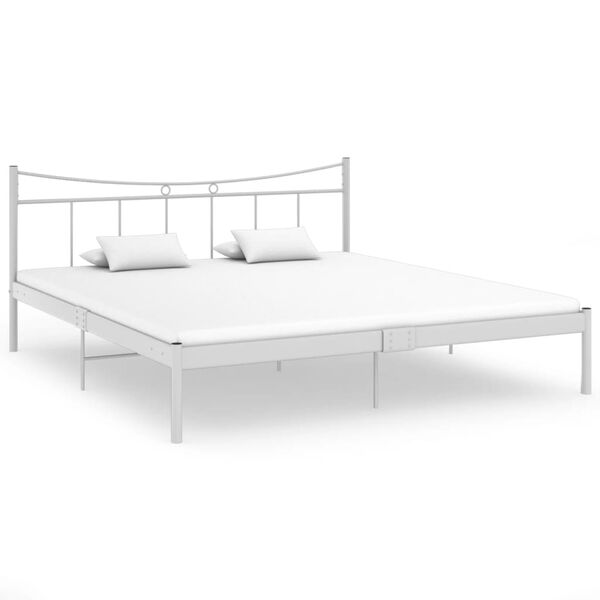 vidaXL Bed Frame without Mattress White Metal 180x200 cm Super King