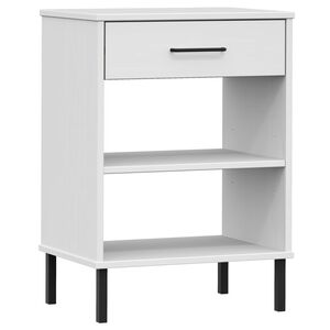 vidaXL Console Cabinet with Metal Legs White Solid Wood Pine "OSLO