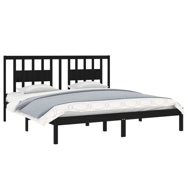 vidaXL Bed Frame without Mattress Black Solid Wood 200x200 cm (810041+818694)