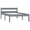 vidaXL Bed Frame without Mattress Grey Solid Pine Wood 100x200 cm (283197+321989)