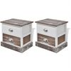 vidaXL Bedside Cabinet | Set of 2 | Brown and White | Paulownia Wood and Plywood