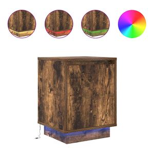 vidaXL Bedside Cabinet with LED Lights&nbsp;Smoked Oak 38x34x50 cm