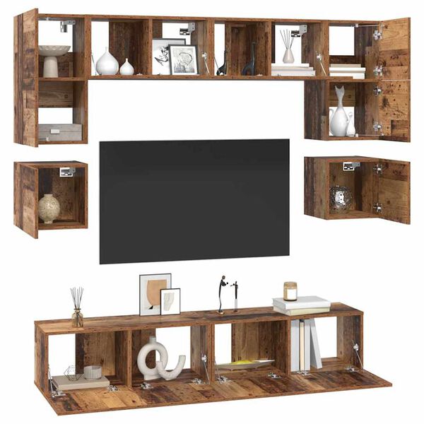 vidaXL TV Cabinet Set Wall-mounted 8 pcs Old Wood Engineered Wood