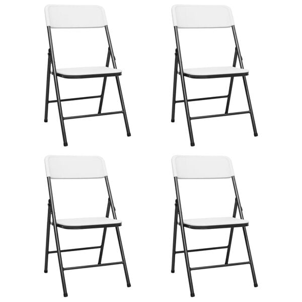 vidaXL Folding Garden Chairs 4 pcs HDPE White