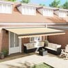 vidaXL Retractable Awning Yellow and White with Anthracite Frame