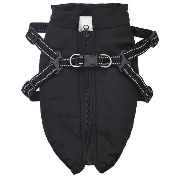 vidaXL Dog Coat with Harness Black L24 Fleece and Polyester