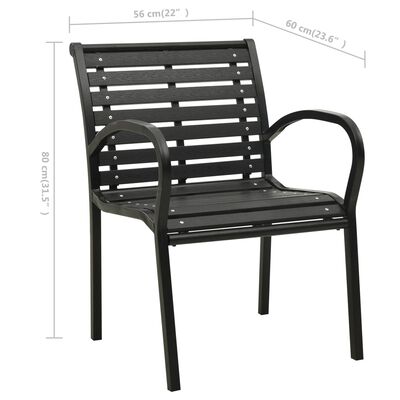 vidaXL Garden Chairs 2 pcs Steel and WPC Black