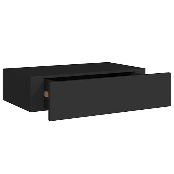 vidaXL Wall-mounted Drawer Shelf Black 40x23.5x10cm MDF