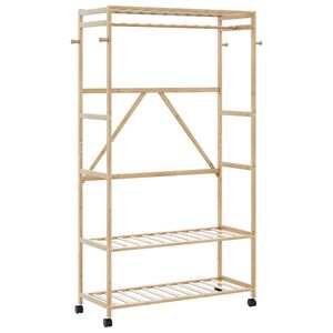 vidaXL Clothes Rack with Shelves and Wheels 110x40x180 cm Bamboo