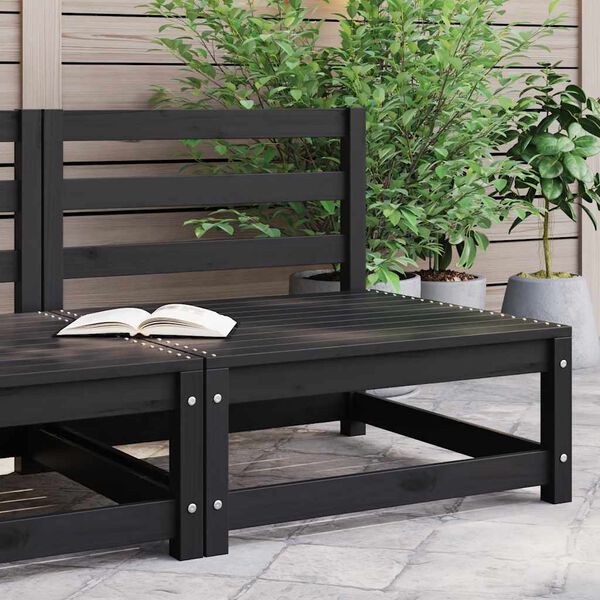 vidaXL Garden Middle Sofa Black Solid Wood Pine
