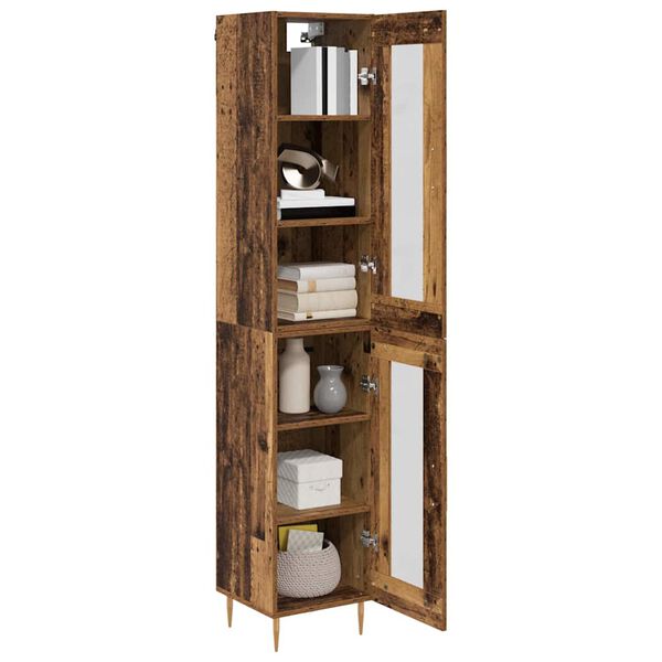 vidaXL Highboard 2 pcs Old Wood Glass