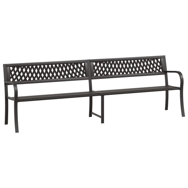 vidaXL Twin Garden Bench 246 cm Black Steel