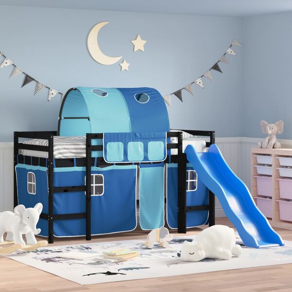 vidaXL Kids' Loft Bed with Tunnel without Mattress Blue 90x190 cm Single