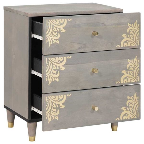 vidaXL Bedside Cabinet Grey 50 x 33 x 62 cm Solid Mango Wood