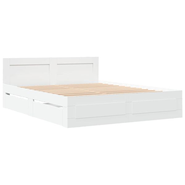 vidaXL Bed Frame with Headboard without Mattress White 160x200 cm