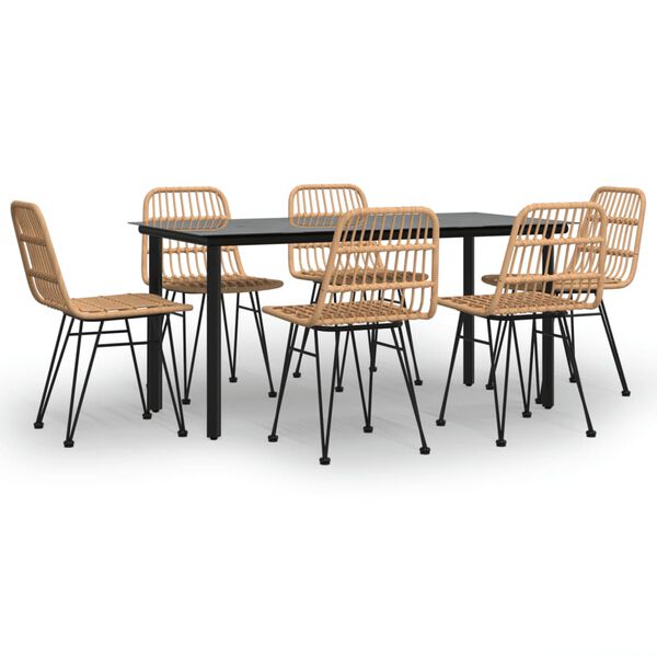 vidaXL 7 Piece Garden Dining Set Poly Rattan