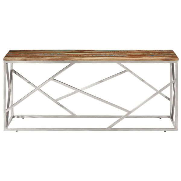 vidaXL Coffee Table Silver Stainless Steel and Solid Reclaimed Wood