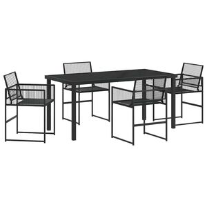vidaXL Garden Dining Set 5 pcs Black Powder-Coated Steel